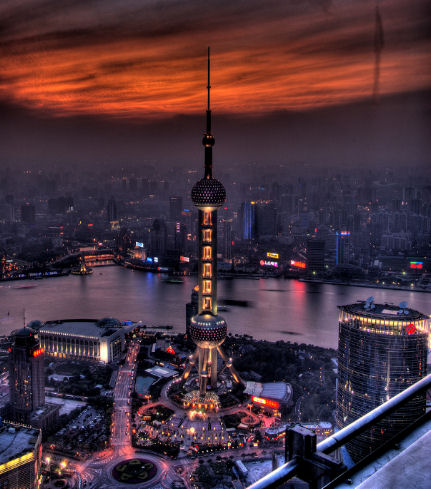 Tramonto a Shanghai Cina